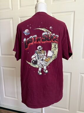 Retrofit Maroon 'Lost in Slice' Astronaut Graphic Tee